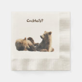 Serviette En Papier Serviette à queue de Cocktail avec oursons grizzly (Devant)