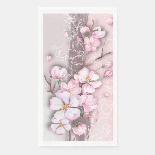 Serviette En Papier Serviette Abstraite en fleur de cerise (Devant)