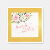 Serviette En Papier Serviette Brunch et Bubbly - Texte Rose Bordure Do (Devant)