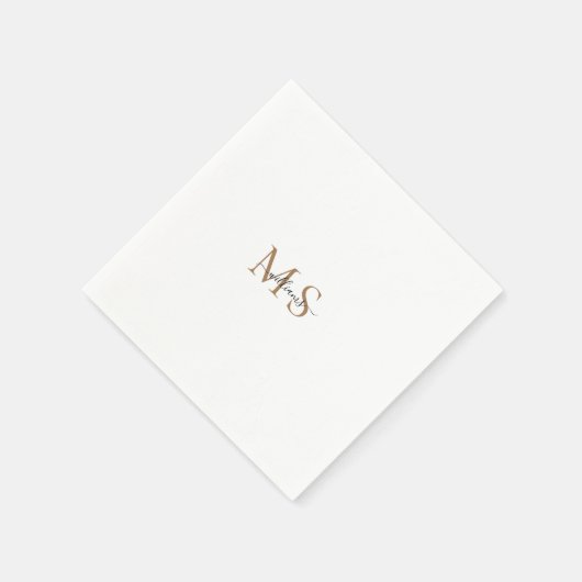 Serviette En Papier Serviette de cocktail de mariage à nom et monogram (Coin)