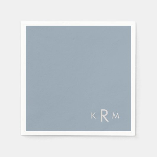 Serviette En Papier Serviette de cocktail en monogramme bleu poussiére (Devant)