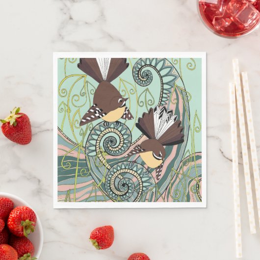 Serviette En Papier Serviette de conception d'oiseaux (En situation)