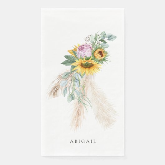 Serviette En Papier Serviette de douche personnalisée tournesols Boho (Devant)