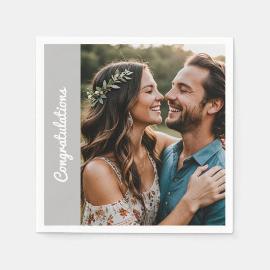 Serviette En Papier "Serviette de fête personnalisée – Photo et texte  (Devant)