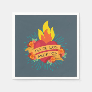 Serviette En Papier Serviette de flamber Heart Dia de los Muertos