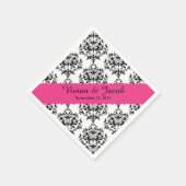 Serviette En Papier Serviette de mariage élégante en damas noir et bla (Coin)