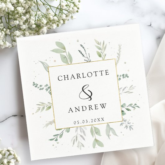 Serviette En Papier Serviette de mariage Eucalyptus moderne et élégant