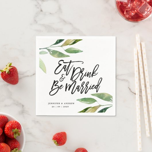 Serviette En Papier Serviette de mariage Feuilles Bohème (En situation)