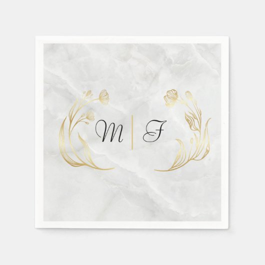 Serviette En Papier Serviette de mariage personnalisée | Initiales pou (Devant)