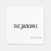 Serviette En Papier Serviette de mariage simple avec nom de famille du (Devant)