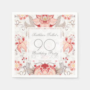 Serviette En Papier Serviette de papier florale de fête d'anniversair