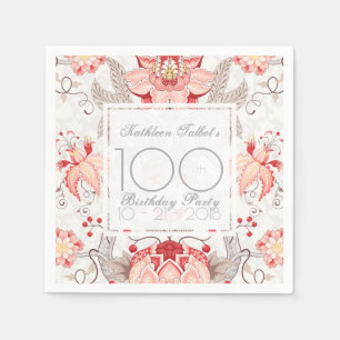 Serviette En Papier Serviette de papier florale de fête d'anniversair