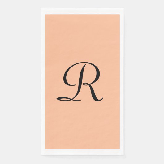 Serviette En Papier Serviette de papier invité Fuzz pêche et monogramm (Devant)