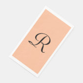 Serviette En Papier Serviette de papier invité Fuzz pêche et monogramm (Coin)