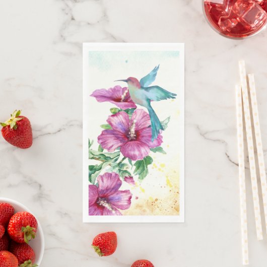 Serviette En Papier Serviette d'hôte en papier d'aquarelle de colibri (En situation)