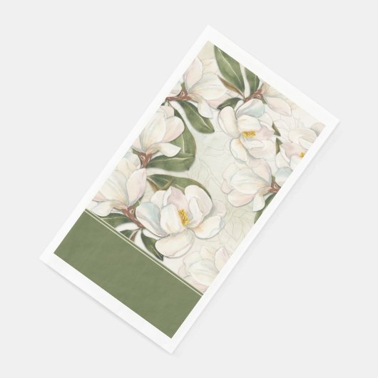 Serviette En Papier Serviette d'hôte en papier floral Magnolia (Coin)