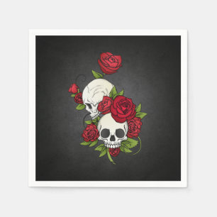 Serviette En Papier Serviette florale de Skulls Dia de los Muertos