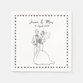 Serviette En Papier Serviette mariage à doodé à la main (Devant)