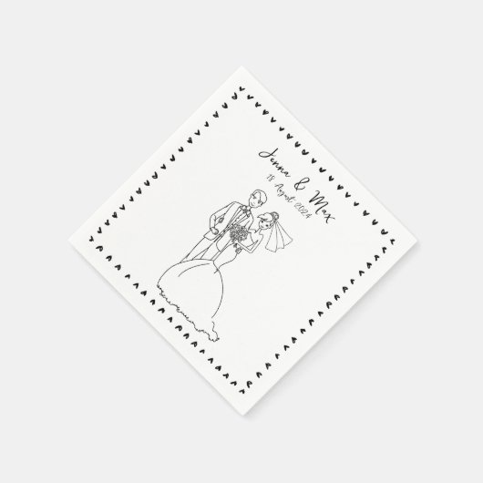 Serviette En Papier Serviette mariage à doodé à la main (Coin)