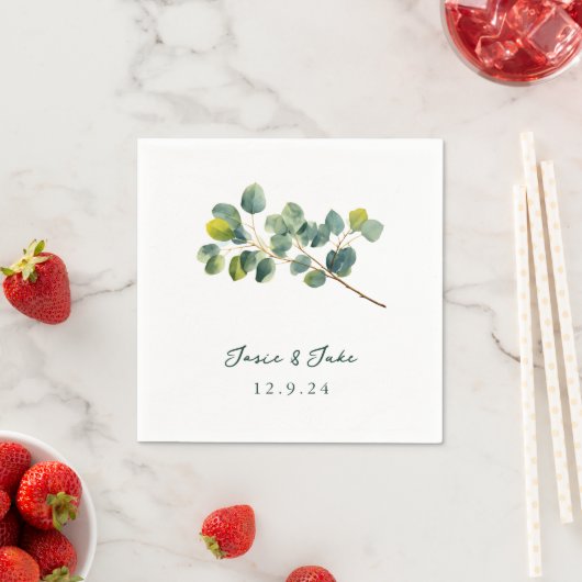 Serviette En Papier Serviette mariage Eucalyptus (En situation)