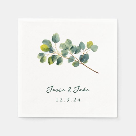 Serviette En Papier Serviette mariage Eucalyptus (Devant)