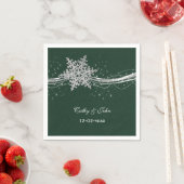 Serviette En Papier serviette mariage personnalisée en argent vert (En situation)