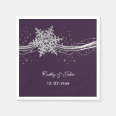 Serviette En Papier serviette mariage personnalisée en argent violet (Devant)