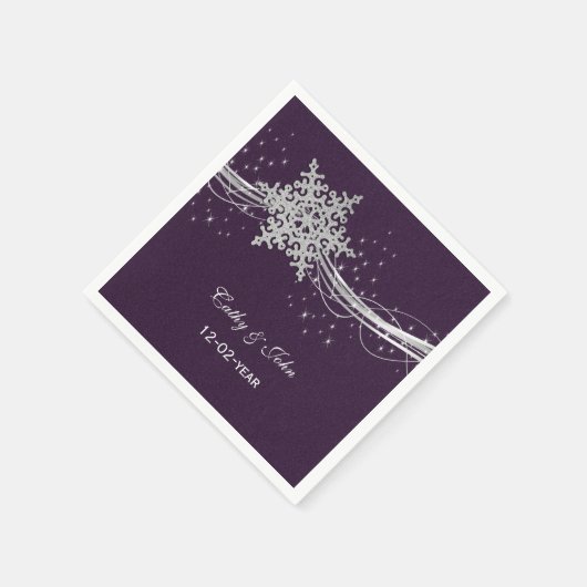 Serviette En Papier serviette mariage personnalisée en argent violet (Coin)
