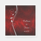 Serviette En Papier Serviette Mariage rouge foncé en feuille d'argent (Devant)