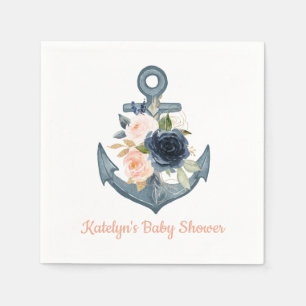 Serviette En Papier Serviette nautique avec Ancre florale