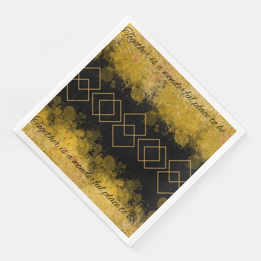 Serviette En Papier serviette noire et or (Coin)