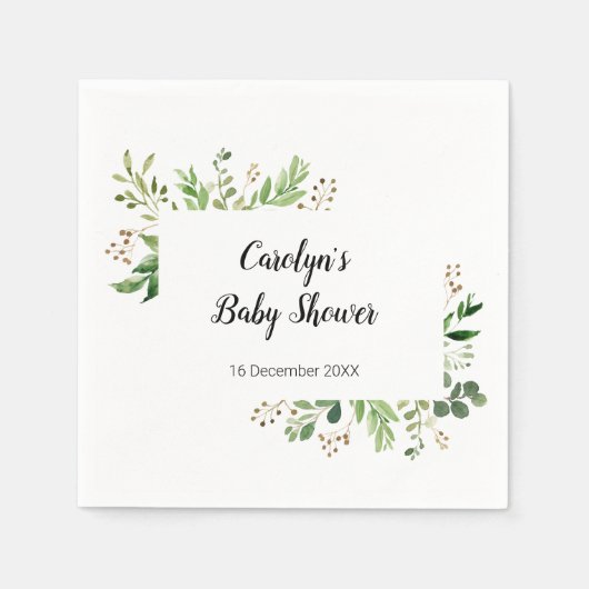 Serviette En Papier Serviette pour Baby Shower Rustique avec Feuillage (Devant)