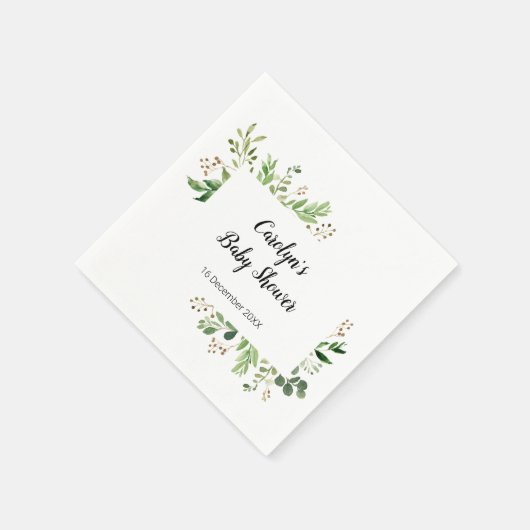 Serviette En Papier Serviette pour Baby Shower Rustique avec Feuillage (Coin)