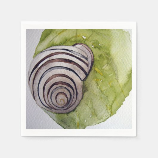 Serviette En Papier Serviette rôle feuille et escargot en aquarelle (Devant)
