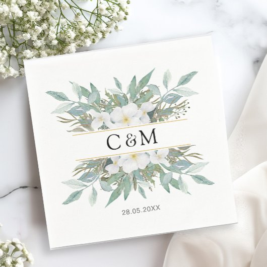 Serviette En Papier Serviette simple et élégante d'eucalyptus