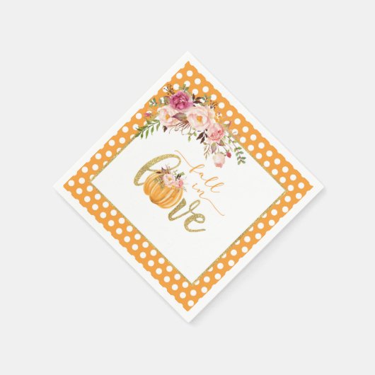 Serviette En Papier Serviette Tombez amoureux - Points orange (Coin)