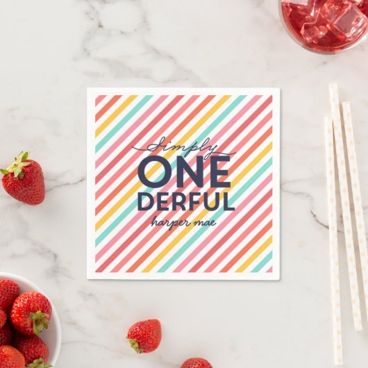 Serviette En Papier Serviettes 1er Anniversaire simples | Rainbow S (En situation)