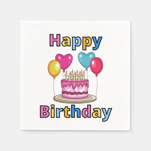 Serviette En Papier Serviettes 3 plis Joyeux Anniversaire (Devant)