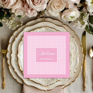 Serviette En Papier Serviettes à carreaux rose classique avec touche p