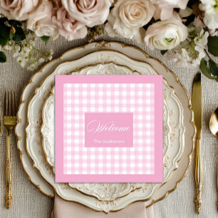 Serviette En Papier Serviettes à carreaux roses personnalisées, accent