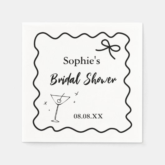 Serviette En Papier Serviettes à cocktails Retro Wavy - Martini Glass (Devant)