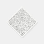 Serviette En Papier Serviettes à fleurs griffonnées noir et blanc (Coin)