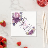 Serviette En Papier serviettes à fleurs violettes aquarelle (En situation)