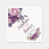 Serviette En Papier serviettes à fleurs violettes aquarelle (Devant)