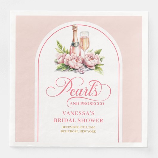 Serviette En Papier Serviettes à l'aquarelle élégantes perles et prose (Devant)