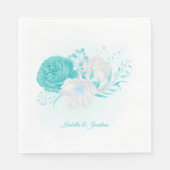 Serviette En Papier serviettes à mariage floral blanc turquoise (Devant)