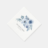 Serviette En Papier serviettes à mariage floral bleu poussiéreux (Coin)