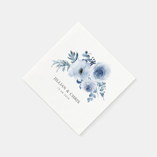 Serviette En Papier serviettes à mariage floral bleu poussiéreux (Coin)