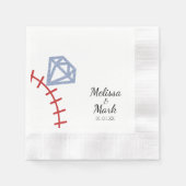 Serviette En Papier Serviettes à monogramme avec paillettes de basebal (Devant)
