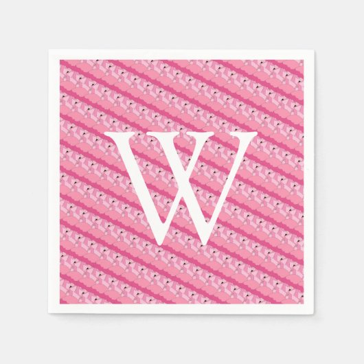 Serviette En Papier Serviettes à monogramme initial Rose Tropical Flam (Devant)